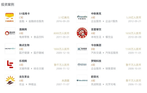 靳海涛部分投资案例 来源：IT桔子