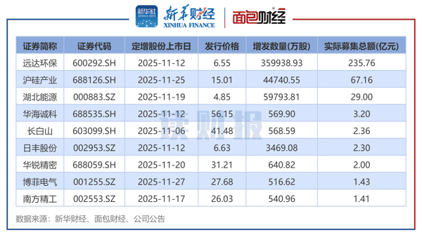图2：2025年11月实施定增的上市公司