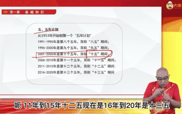 吴婧今年10月购买的大斌考公录播课，老师还在讲“十三五”的内容。 受访者供图