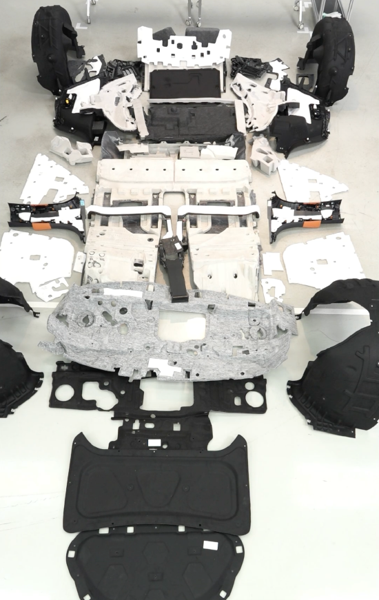 图为小米YU7主要吸隔音声学材料