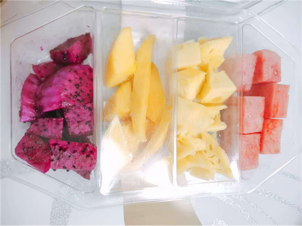 气调保鲜的果切（作者拍摄）