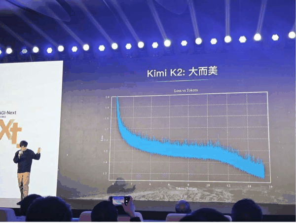 月之暗面创始人杨植麟现场发布演讲。贝壳财经记者罗亦丹/摄