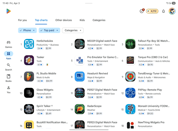 ▲ Play Store 付费榜