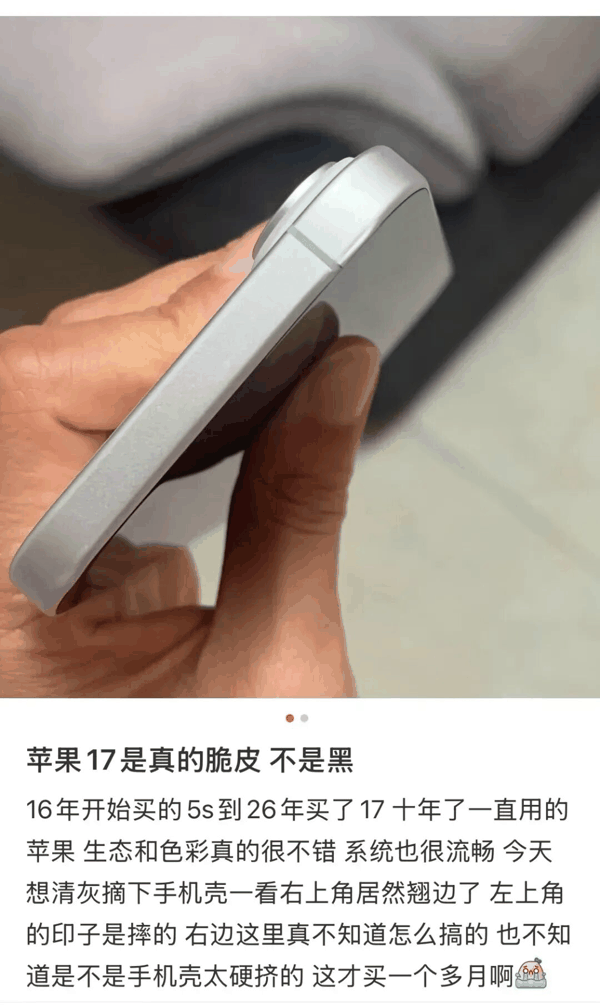 iPhone 17被指“脆皮”（图/小红书）