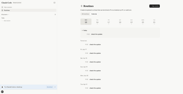 ▲Claude Code 在网页端也能使用 Routine