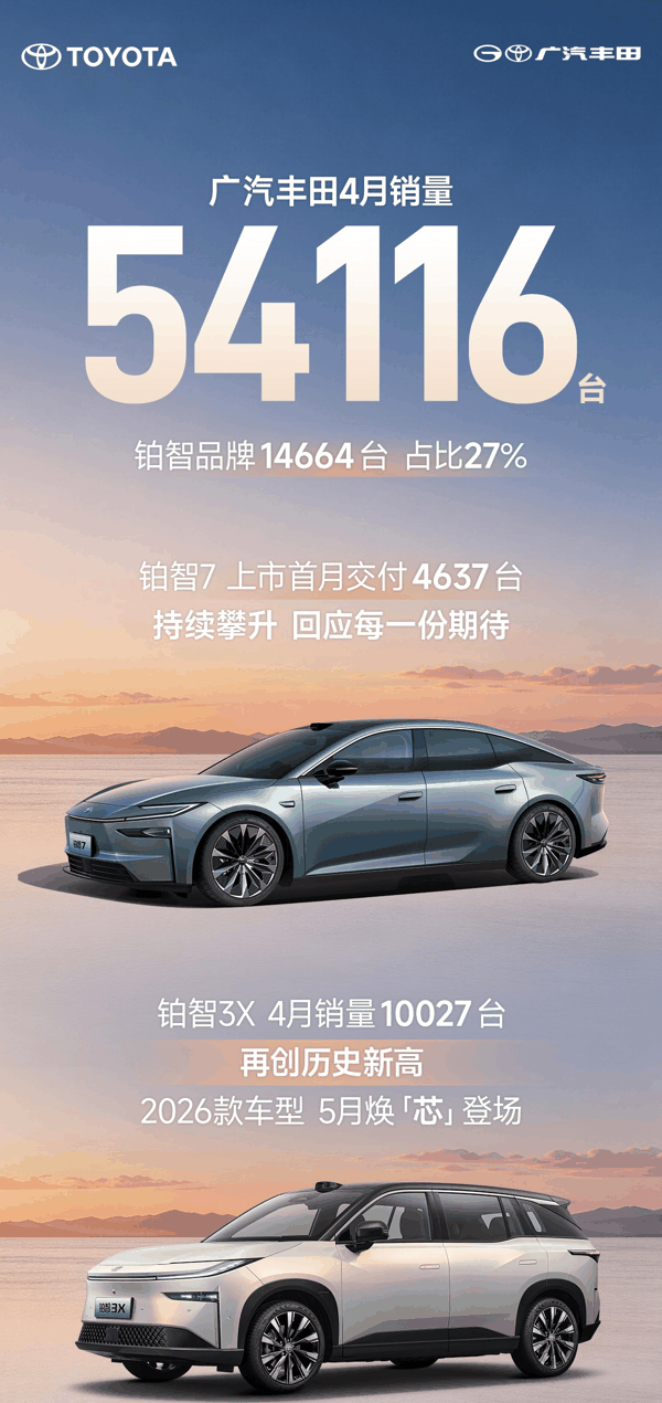 海报还显示，2026 款铂智 3X 将于 5 月焕“芯”登场。