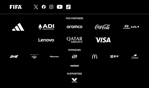 2026美加墨世界杯赞助商名单。图源：FIFA官网