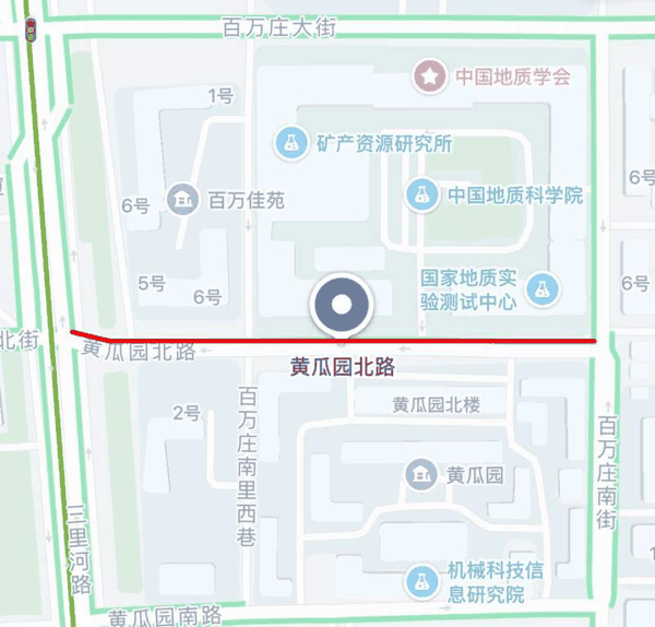 黄瓜园北路位于西二环外，东至百万庄南街，西至三里河路。地图截图