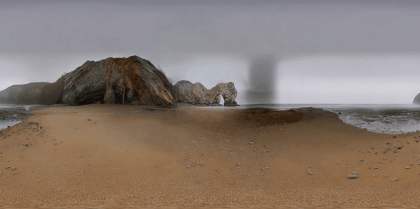 ▲由于电影截图里就有显示一个外壳包围着 Rocky 居住的海边，所以混元生成的世界也有一块「黑影」