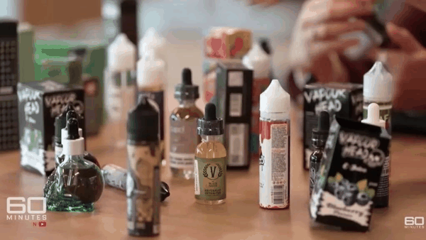 包装很炫酷的电子烟。（视频截图）