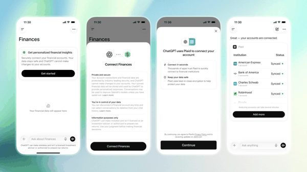 使用前要先通过 Plaid 连接银行账户｜图片来源：OpenAI