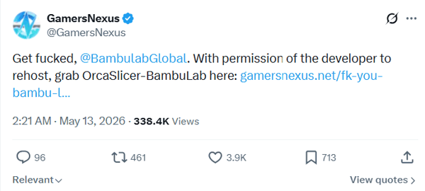 图注：GamersNexus推特原文