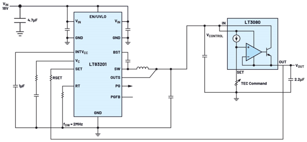 图5.LT3080 LDO采用LT83201电流源基准架构
