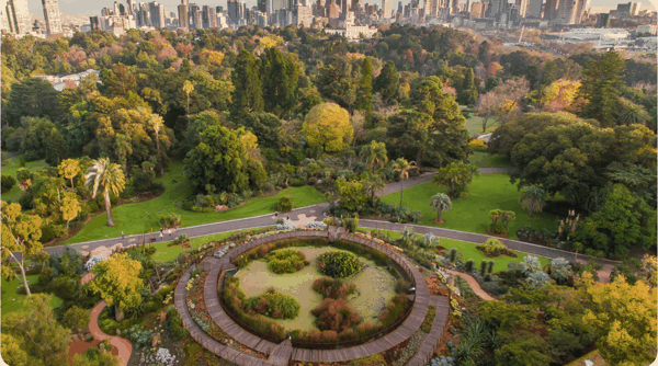 维多利亚皇家植物园（墨尔本）鸟瞰图 Aerial view of Royal Botanic.png