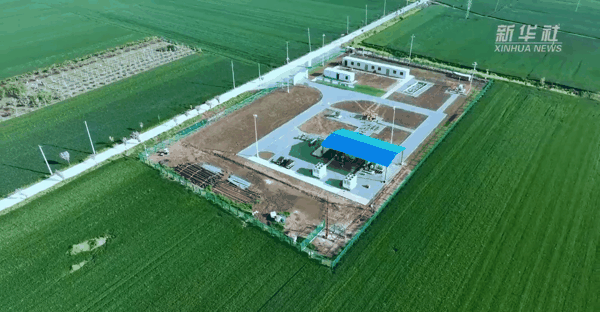 我国首个百万方级盐穴储氢示范工程。新华社视频截图
