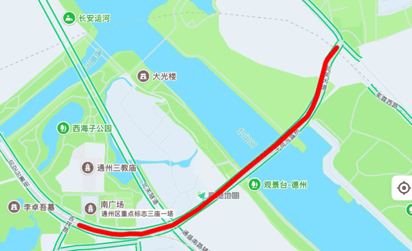 红线区域为临时交通管制区域。图/北京通州发布微信公众号