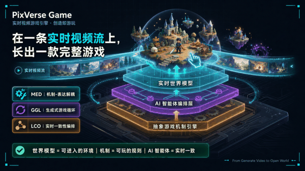 三层架构设计，给了 PixVerse Game 几个相当关键的核心 Feature。
