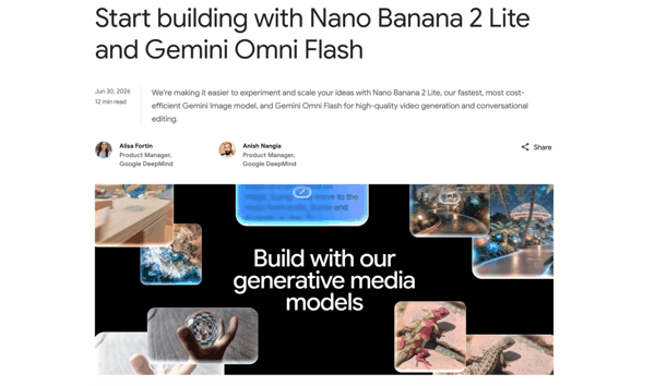 图：Google 宣布 Nano Bana