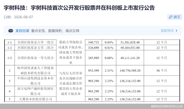 截图来自宇树科技发行公告