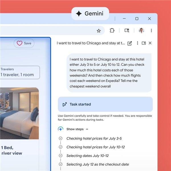 谷歌同样在 2025 年内快速将 Gemini 整合进 Chrome 浏览器中｜图片来源：Google