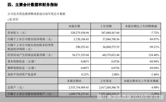 图片来源泰恩康2026年半年报
