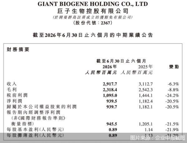 图片来源：企业中报截图
