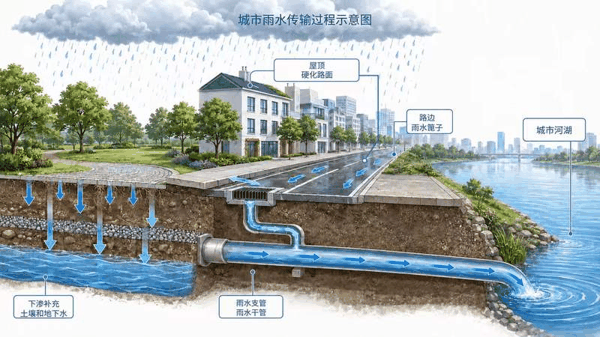 城市雨水传输过程示意图。北京市水务局供图