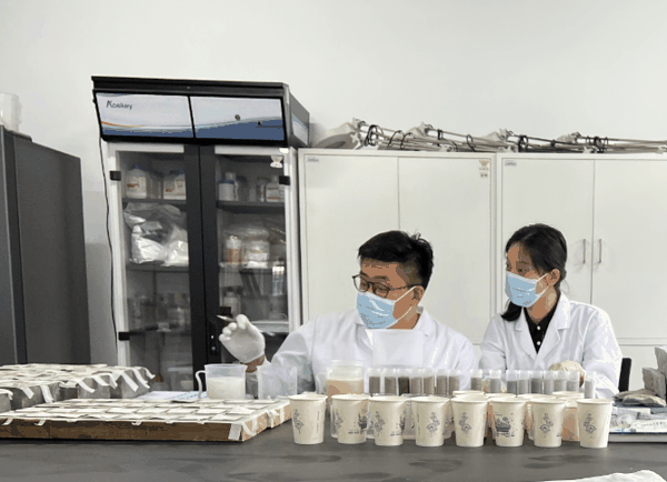承德保护项目团队成员在做修复材料筛选实验。