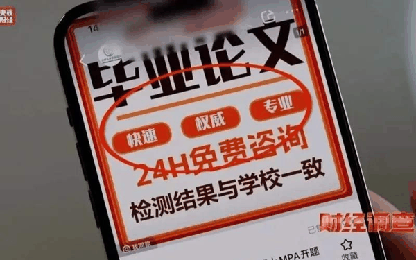 ▲论文代写形成了一条灰色生意链条。图/央视财经