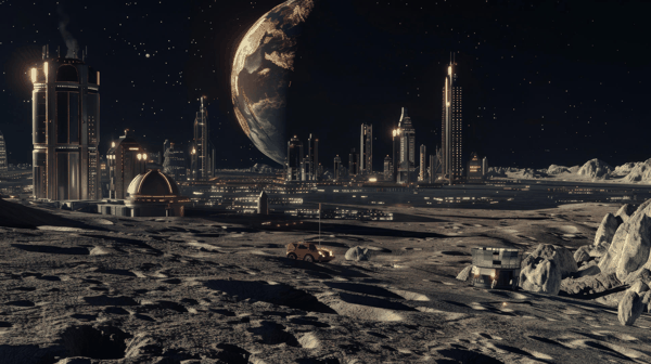 ▲外星球开发行星开采月球基地（图据图虫创意）
