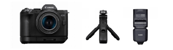 佳能EOS R8 Mark II搭配扩展手柄EG-E2、三脚架手柄HG-1000TBR和便携闪光灯EL-5（Ver.2）
