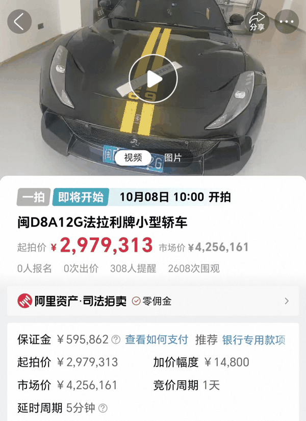 ▲该车辆的拍卖信息