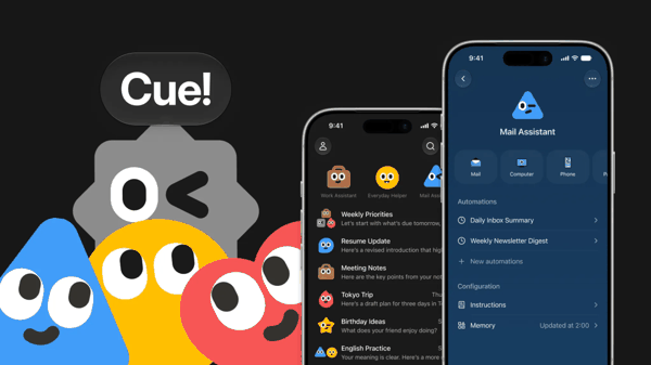随 Manus2.0 一起发布的新应用 Cue｜图片来源：Manus