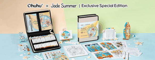 Ohuhu x Jade Summer Alcohol Markers Coloring Book Set