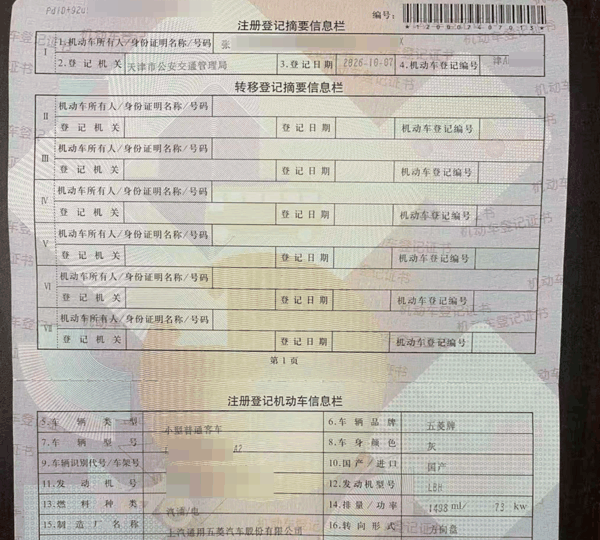 ▲机动车登记信息 受访者供图