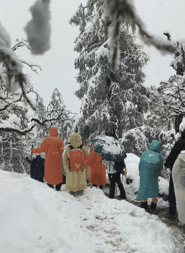 ▲国庆期间，网友徒步丹巴党岭遭遇大雪