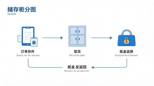 图：寄存柜押金退还完整流程图，步骤清晰、一目了然，帮助用户规范操作、安心使用。
