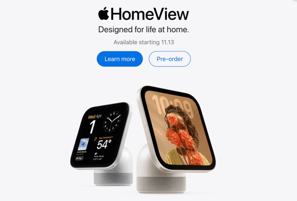 苹果推出智能家居中枢HomeView。图源/苹果
