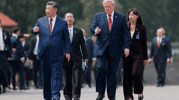 2026年5月14日,美国总统特朗普与中国国家主席习近平在北京天坛共同参观时并肩而行。习近平将于9月24日与特朗普在白宫会晤。 2026年5月14日,美国总统特朗普与中国国家主席习近平在北京天坛共同参观时并肩而行。习近平将于9月24日与特朗普在白宫会晤。